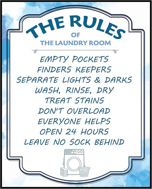 Posterizer 1 pcs-Rules of the Laundry Room-Wall Art for Laundry Rooms- Gift for Men Women Entrepreneur Teens- unframed wall art...